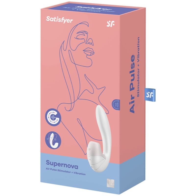 SATISFYER - SUPERNOVA LUFTPULSSTIMULATOR OG VIBRASJON HVIT