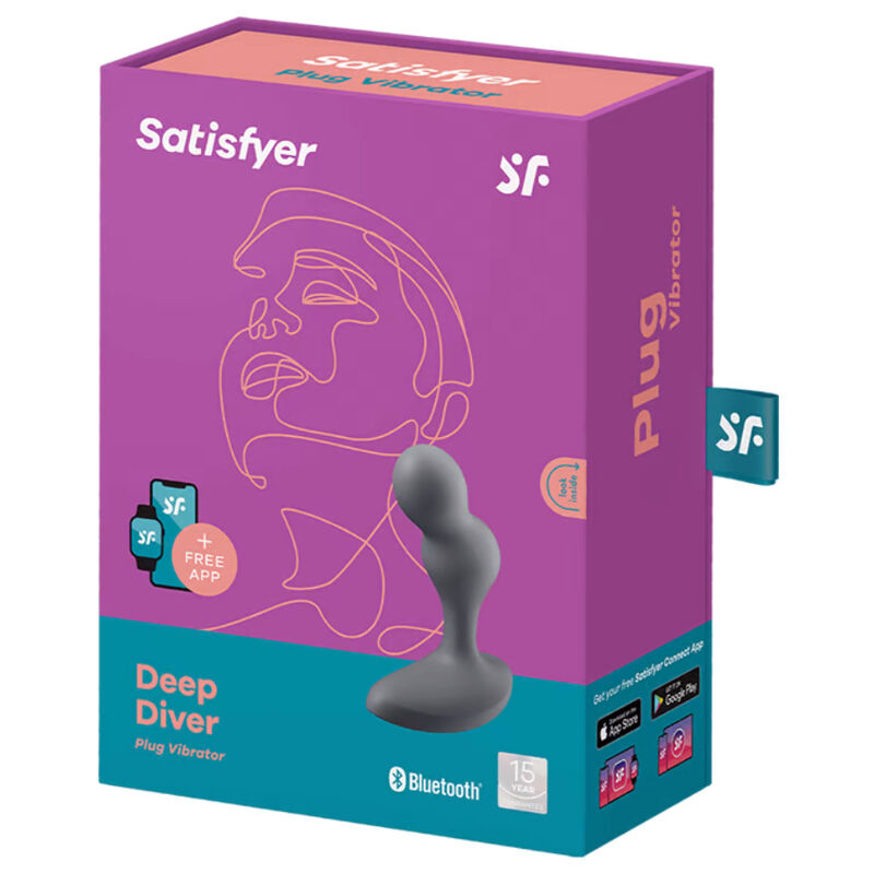 SATISFYER - DEEP DIVER VIBRERINGSPLUGG APP GRÅ