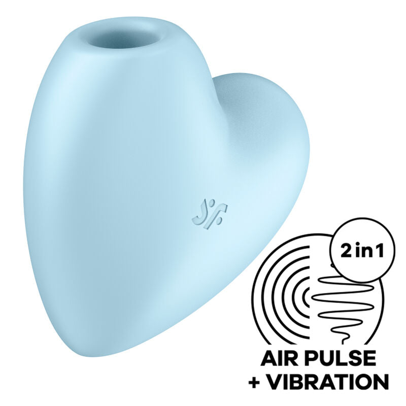 SATISFYER - CUTIE HEART LUFTPULSSTIMULATOR OG VIBRATOR BLÅ