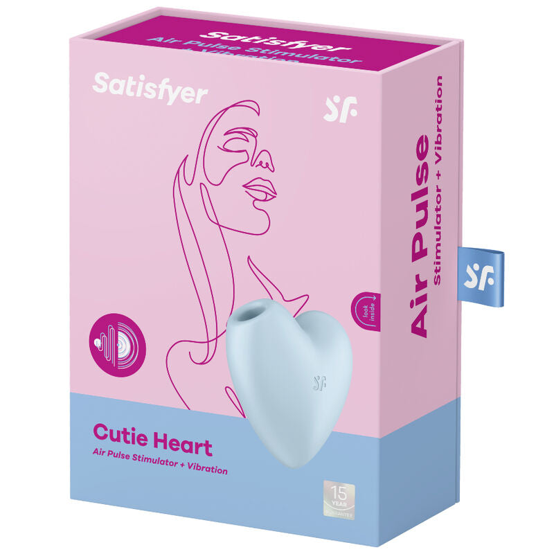 SATISFYER - CUTIE HEART LUFTPULSSTIMULATOR OG VIBRATOR BLÅ
