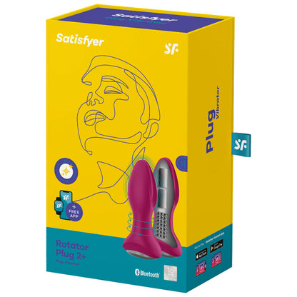 SATISFYER - ROTATOR PLUG 2+ VIBRERINGSPLUG APP RØD