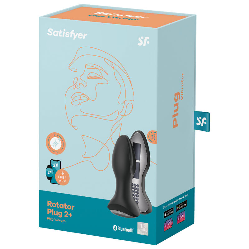 SATISFYER - ROTATOR PLUG 2+ VIBRERINGSPLUG APP SVART