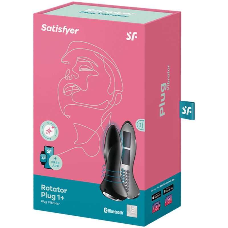 SATISFYER - ROTATORPLUG 1+ VIBRERINGSPLUG APP SVART