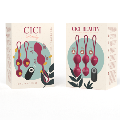 CICI BEAUTY - PREMIUM SILIKON 3 VIBRERENDE KEGELPERLER FJERNKONTROLL