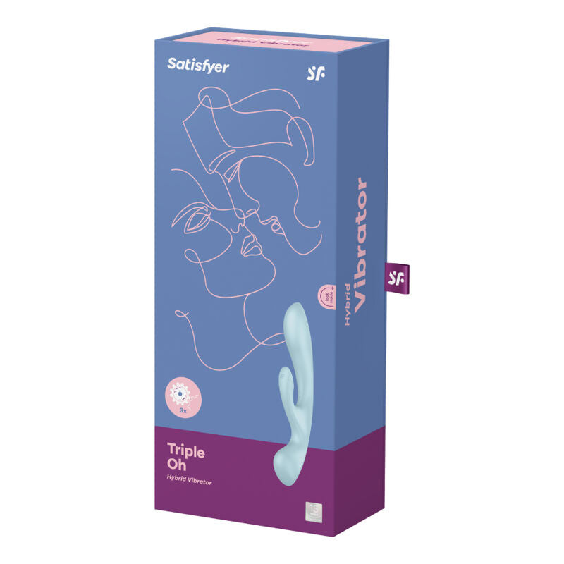 SATISFYER - TRIPPEL OH HYBRIDVIBRASJON BLÅ