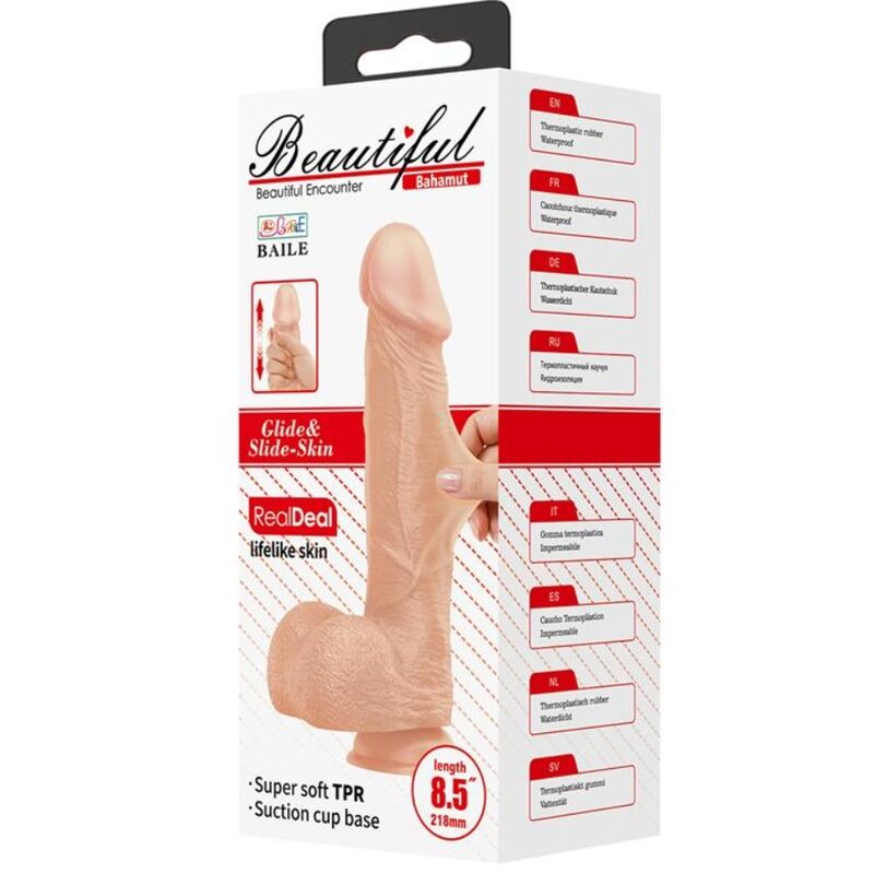 BAILE - BEAUTIFUL ENCOUNTER BAHAMUT FLEKSIBEL REALISTISK DILDO 21,8 CM NATURLIG