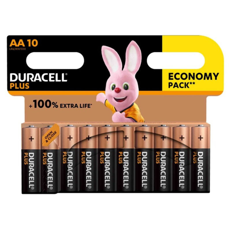 DURACELL - PLUS POWER 100 ALKALISKE BATTERIER AA LR6 10 ENHETER