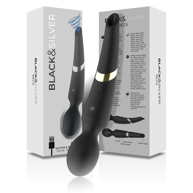 BLACK&SILVER - BECK WAND AND SUCTION CUP 2 IN 1 SILICONE