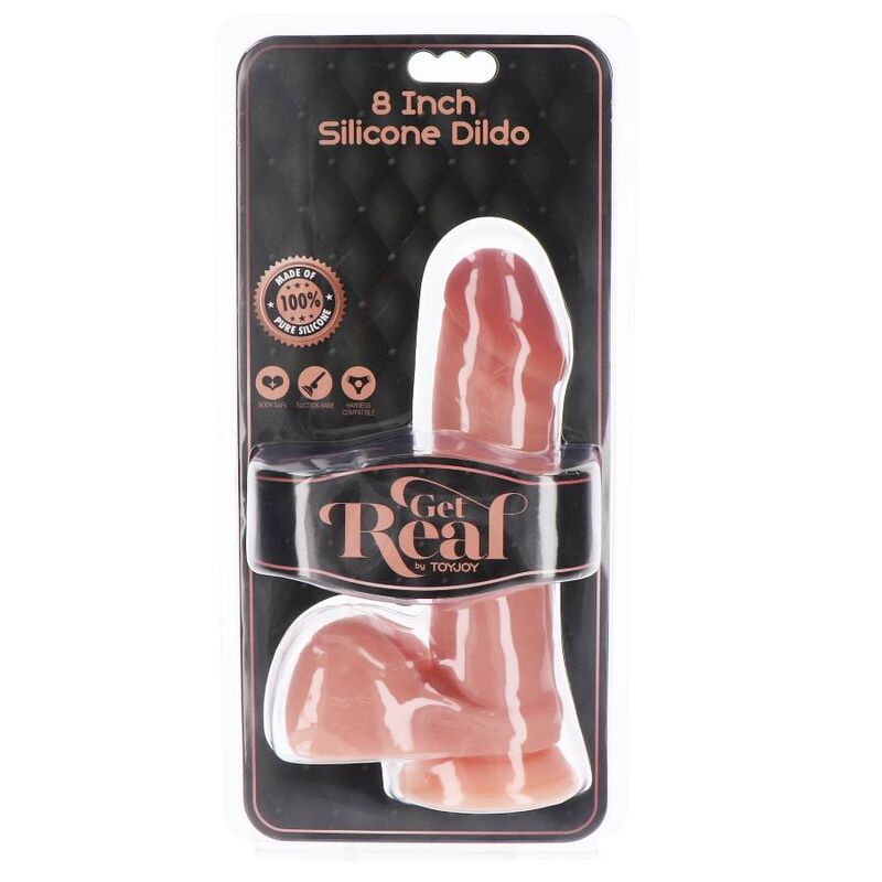 GET REAL - SILIKON DILDO 20,5 CM MED BALLER I HUD