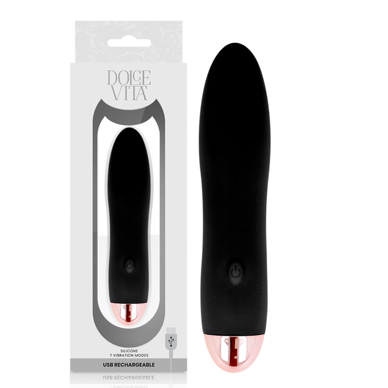 DOLCE VITA - OPPLADBAR VIBRATOR FIRE SVART 7 HASTIGHETER