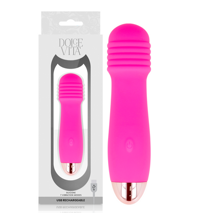 DOLCE VITA - OPPLADBAR VIBRATOR MED TRE ROSA 7 HASTIGHETER