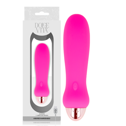 DOLCE VITA - OPPLADBAR VIBRATOR FEM ROSA 7 HASTIGHETER