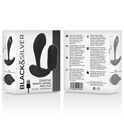 BLACK&SILVER - DWAYNE ANAL PLUG SILICONE REMOTE CONTROL