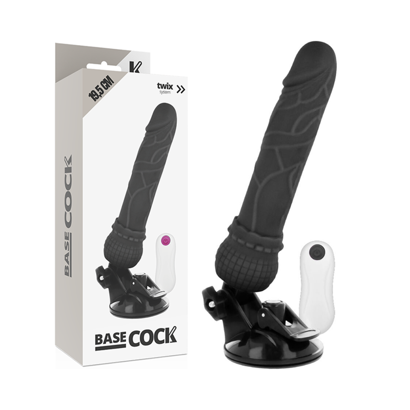 BASECOCK - REALISTIC VIBRATOR REMOTE CONTROL BLACK 19.5 CM -O- 4 CM