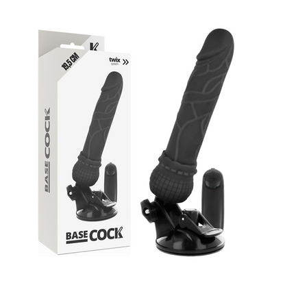 BASECOCK - REALISTISK VIBRATOR FJERNKONTROLL SVART 19,5 CM -O- 4 CM
