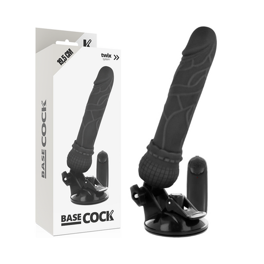 BASECOCK - REALISTISK VIBRATOR FJERNKONTROLL SVART 19,5 CM -O- 4 CM