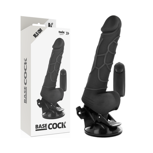 BASECOCK - REALISTISK VIBRATOR FJERNKONTROLL SVART 18,5 CM -O- 4CM
