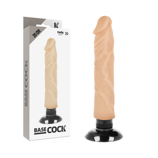 BASECOCK - REALISTISK VIBRATOR 2-1 KJØTT 20 CM -O- 4 CM