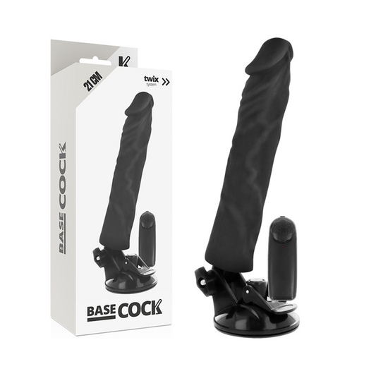 BASECOCK - REALISTISK VIBRATOR FJERNKONTROLL SVART 21 CM -O- 4 CM