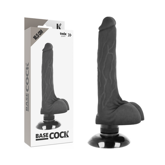 BASECOCK - REALISTISK VIBRATOR 2-1 SVART 18,5 CM -O- 4 CM
