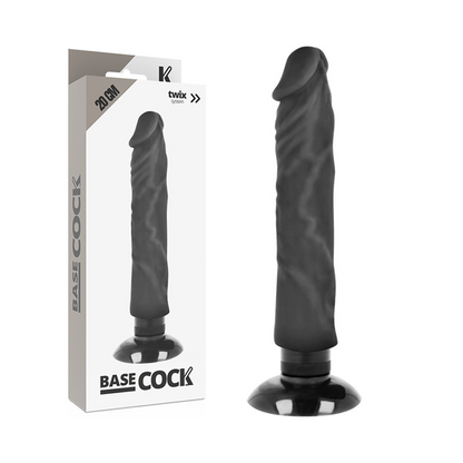 BASECOCK - REALISTISK VIBRATOR 2-1 SVART 20 CM -O- 4 CM