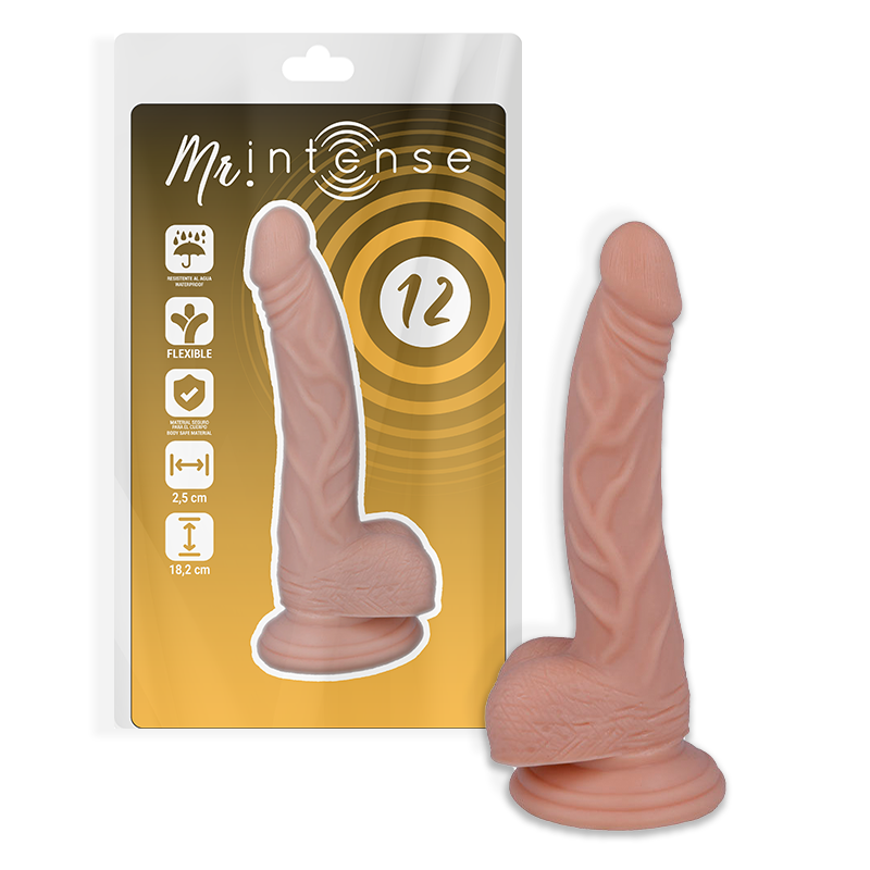 MR INTENSE - 12 REALISTISKE PIKER 18,2 CM -O- 2,5 CM