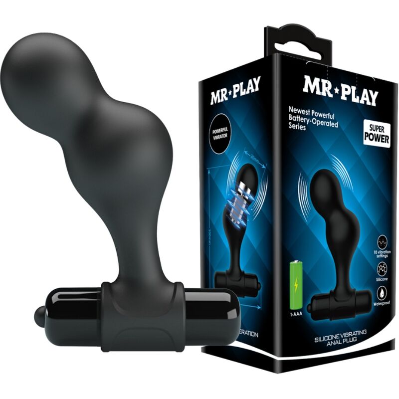 MR PLAY - SVART SILIKONVIBRATOR ANALPLUGG