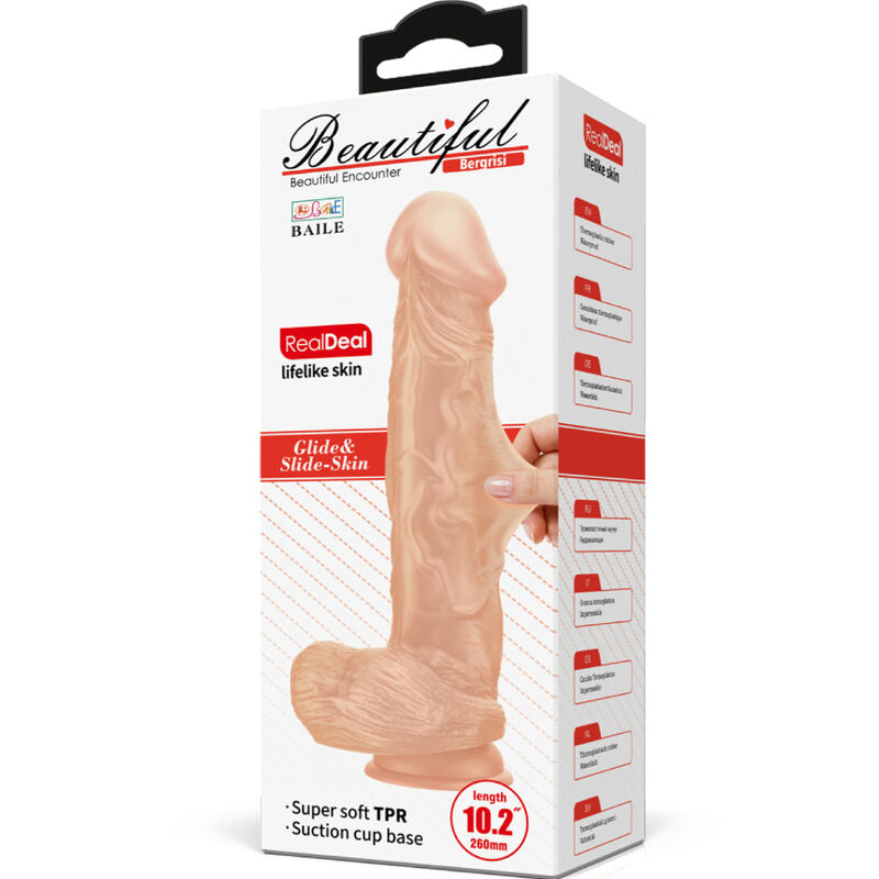 BAILE - BEAUTIFUL ENCOUNTER BERGRISI FLEKSIBEL REALISTISK DILDO 26 CM NATURLIG