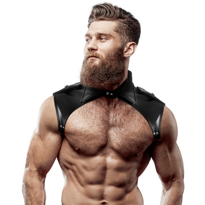 FETISH SUBMISSIVE ATTITUDE - MENS BRIGADE ADJUSTABLE ECO-LEATHER NECK HARNESS