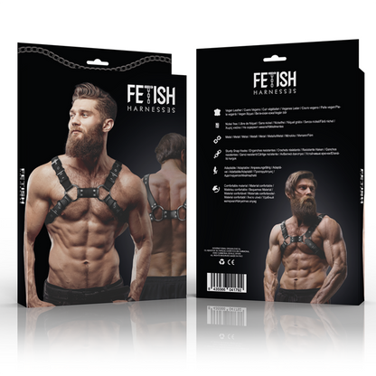 FETISH SUBMISSIVE ATTITUDE - MENS ADJUSTABLE ECO-LEATHER CHEST BULLDOG HARNESS