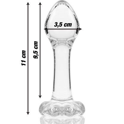 NEBULA-SERIEN FRA IBIZA - MODELL 2 ANALPLUGG BOROSILIKATGLASS KLAR 11 CM -O- 3,5 CM