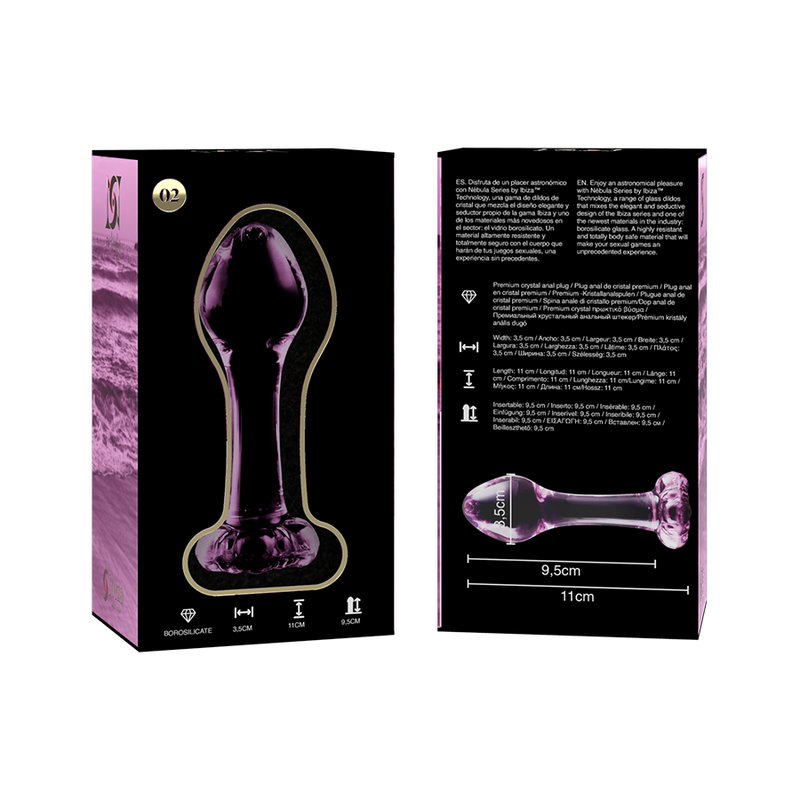 NEBULA SERIES BY IBIZA - MODEL 2 ANAL PLUG BOROSILICATE GLASS PINK 11 CM -O- 3.5 CM