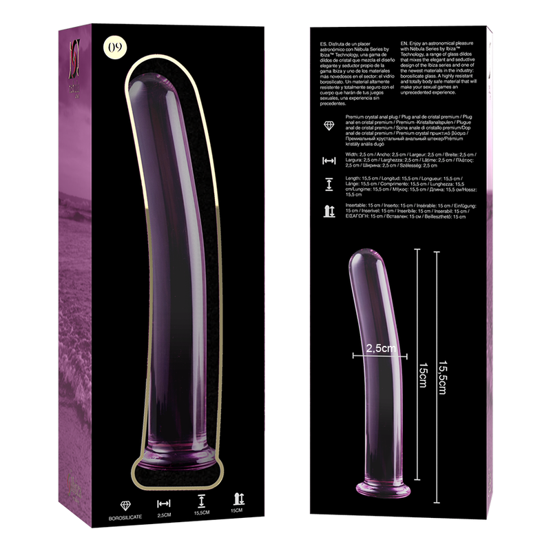 NEBULA SERIES BY IBIZA - MODEL 9 DILDO BOROSILICATE GLASS PINK 15.5 CM -O- 2.5 CM