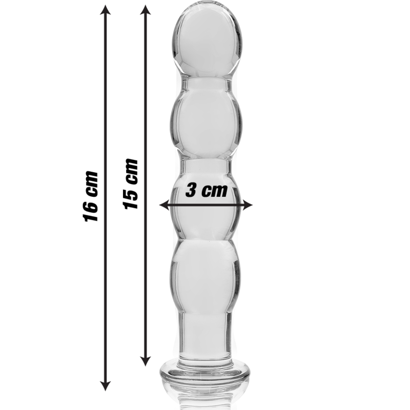 NEBULA-SERIEN FRA IBIZA - MODELL 10 DILDO BOROSILIKATGLASS KLART 16,5 CM -O- 3,5 CM