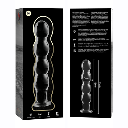 NEBULA-SERIEN FRA IBIZA - MODELL 10 DILDO BOROSILIKATGLASS KLART 16,5 CM -O- 3,5 CM