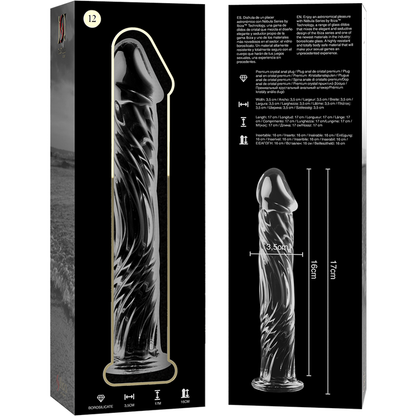 NEBULA-SERIEN FRA IBIZA - MODELL 12 DILDO BOROSILIKATGLASS KLART 17 CM -O- 3,5 CM