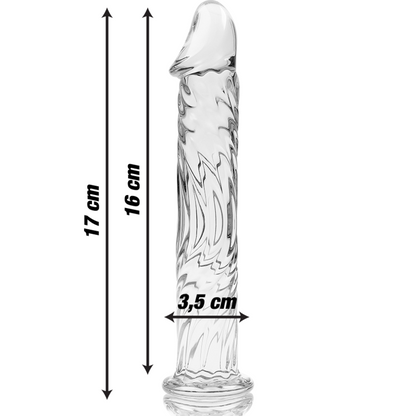 NEBULA-SERIEN FRA IBIZA - MODELL 12 DILDO BOROSILIKATGLASS KLART 17 CM -O- 3,5 CM