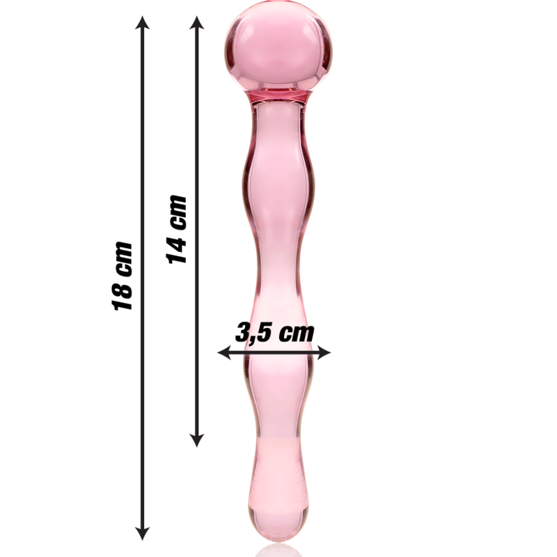 NEBULA SERIES BY IBIZA - MODEL 13 DILDO BOROSILICATE GLASS PINK 18 CM -O- 3.5 CM