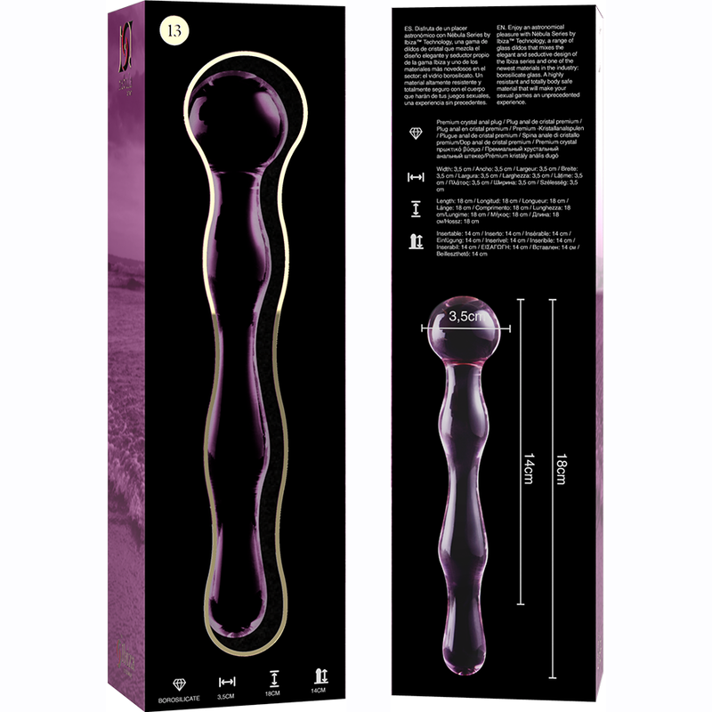 NEBULA SERIES BY IBIZA - MODEL 13 DILDO BOROSILICATE GLASS PINK 18 CM -O- 3.5 CM