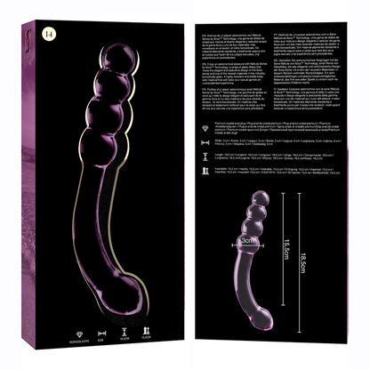NEBULA-SERIEN FRA IBIZA - MODELL 14 DILDO BOROSILIKATGLASS ROSA 18,5 CM -O- 3 CM