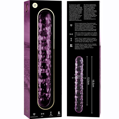 NEBULA SERIES BY IBIZA - MODEL 15 DILDO BOROSILICATE GLASS PINK 18.5 CM -O- 3 CM
