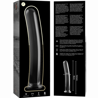 NEBULA-SERIEN FRA IBIZA - MODELL 17 DILDO BOROSILIKATGLASS KLART 18,5 CM -O- 3 CM