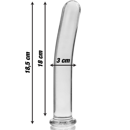 NEBULA-SERIEN FRA IBIZA - MODELL 17 DILDO BOROSILIKATGLASS KLART 18,5 CM -O- 3 CM
