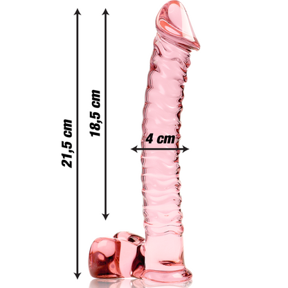 NEBULA-SERIEN FRA IBIZA - MODELL 23 DILDO BOROSILIKATGLASS ROSA 21,5 CM -O- 4 CM
