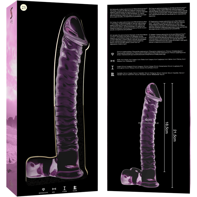 NEBULA-SERIEN FRA IBIZA - MODELL 23 DILDO BOROSILIKATGLASS ROSA 21,5 CM -O- 4 CM