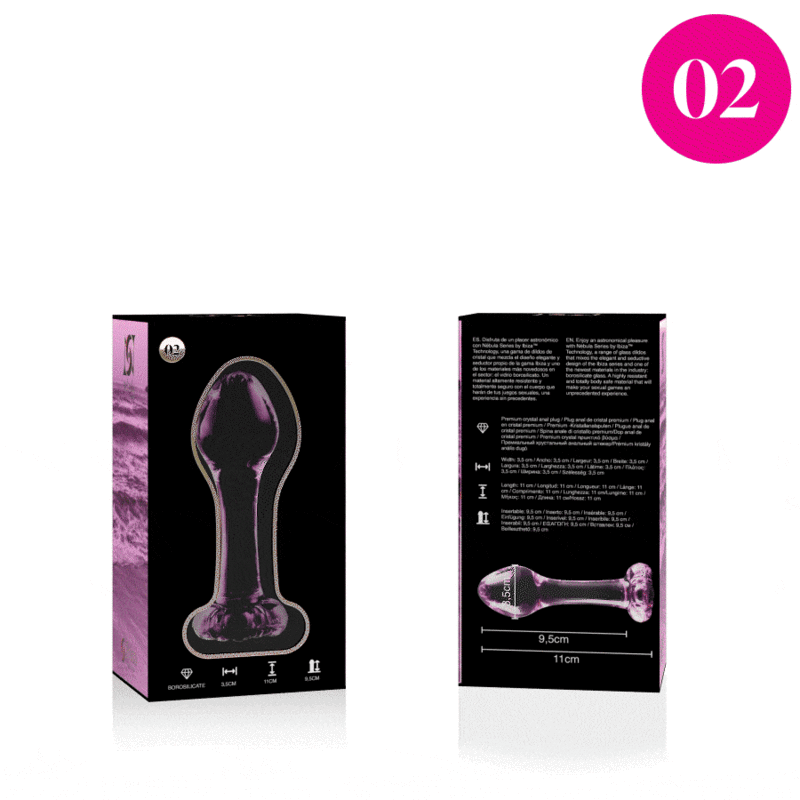 NEBULA SERIES BY IBIZA - MODEL 2 ANAL PLUG BOROSILICATE GLASS PINK 11 CM -O- 3.5 CM