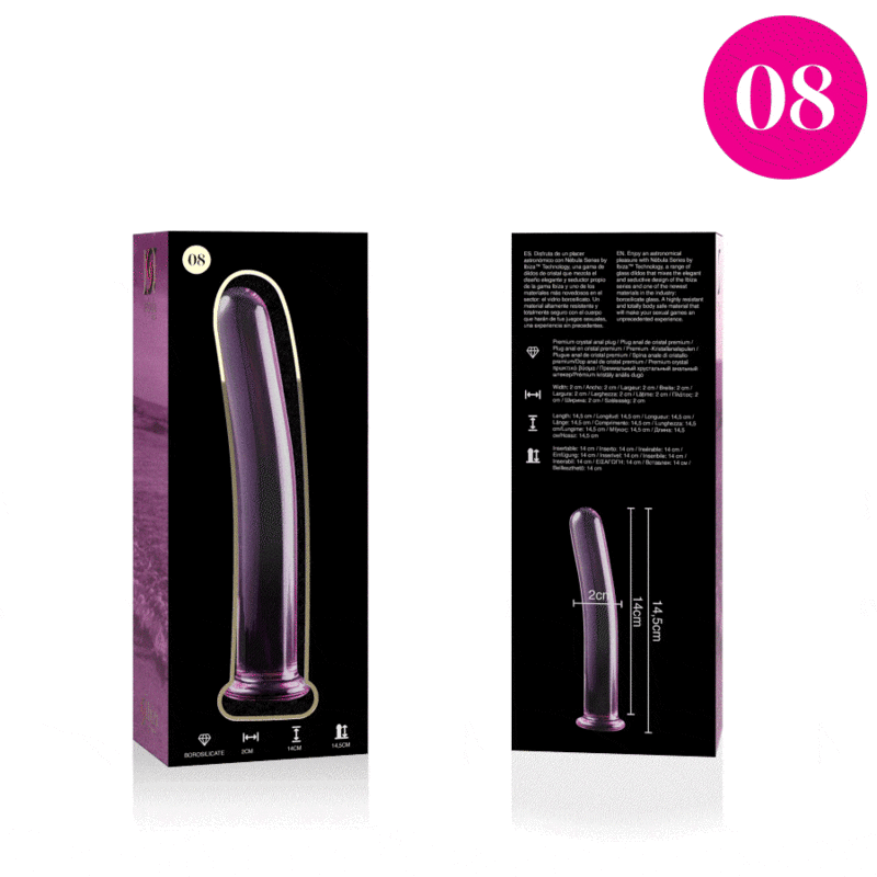 NEBULA-SERIEN FRA IBIZA - MODELL 8 DILDO BOROSILIKATGLASS ROSA 14,5 CM -O- 2 CM