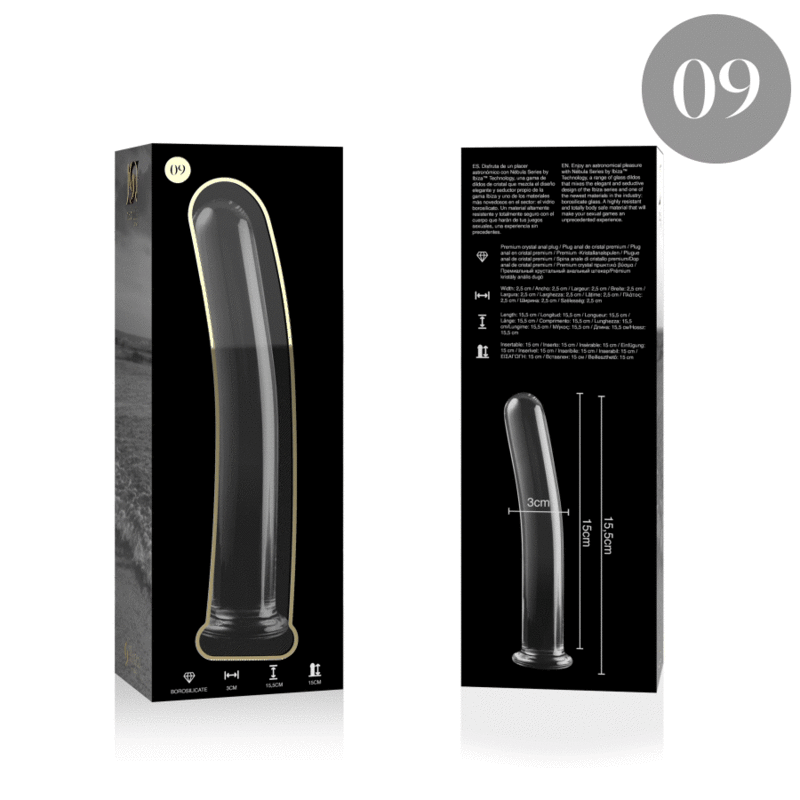 NEBULA-SERIEN FRA IBIZA - MODELL 9 DILDO BOROSILIKATGLASS KLART 15,5 CM -O- 2,5 CM