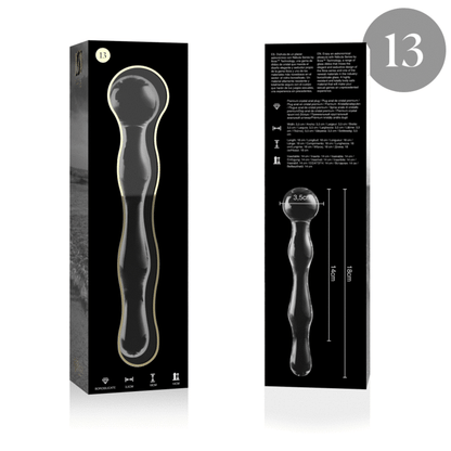 NEBULA-SERIEN FRA IBIZA - MODELL 13 DILDO BOROSILIKATGLASS KLART 18 CM -O- 3,5 CM