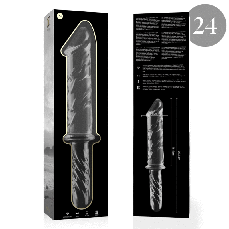 NEBULA-SERIEN FRA IBIZA - MODELL 24 DILDO BOROSILIKATGLASS KLART 28,5 CM -O- 5 CM